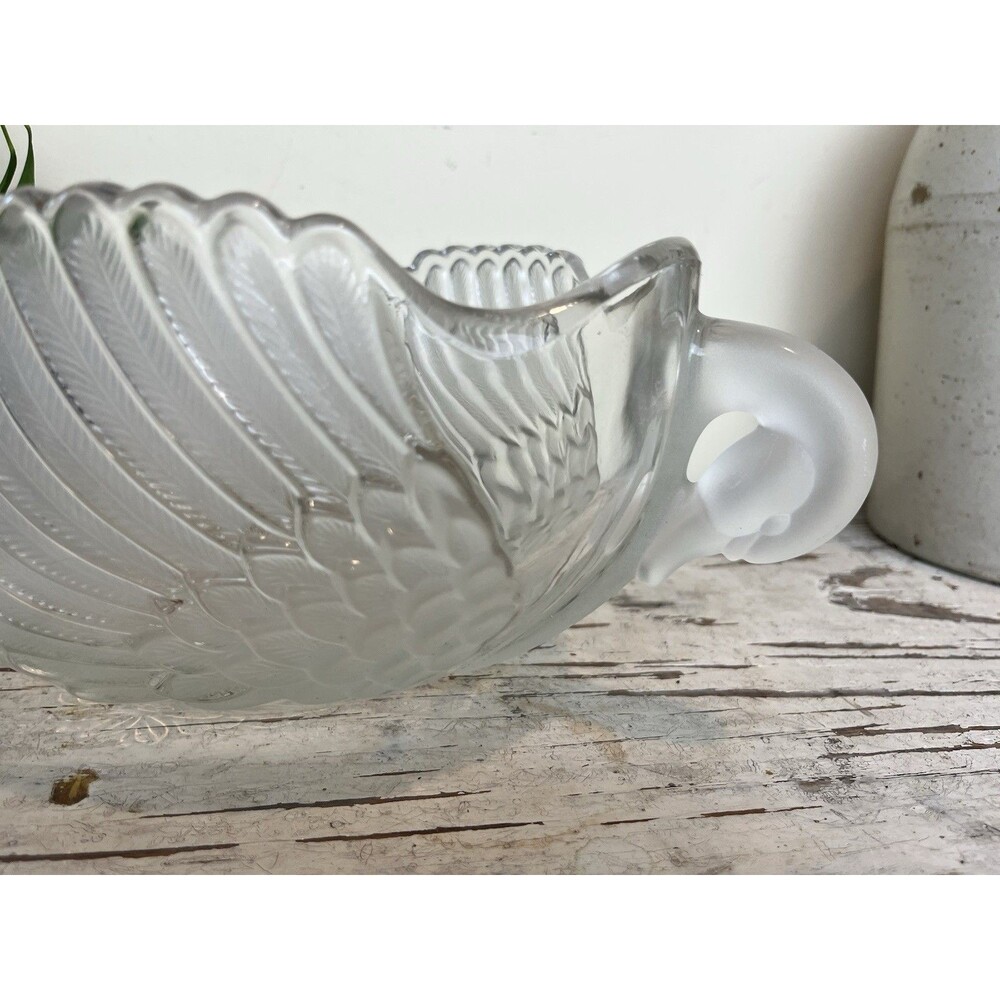 Vintage Walther-Glas Crystal Swan Head Handles West German Mikasa Glass Bowl 80s
